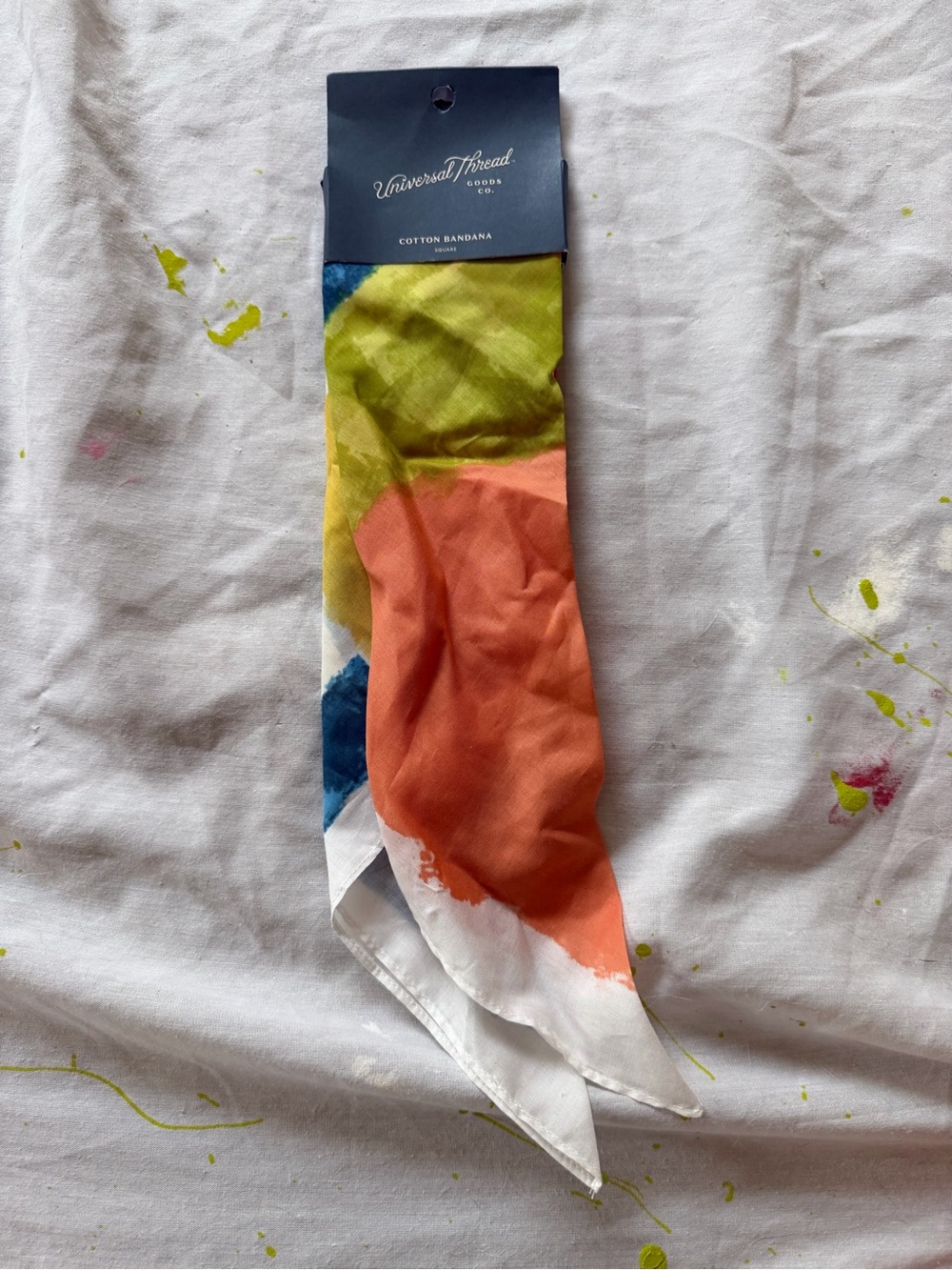 Universal Thread Colorblock Cotton Bandana in Orange, Green, Blue